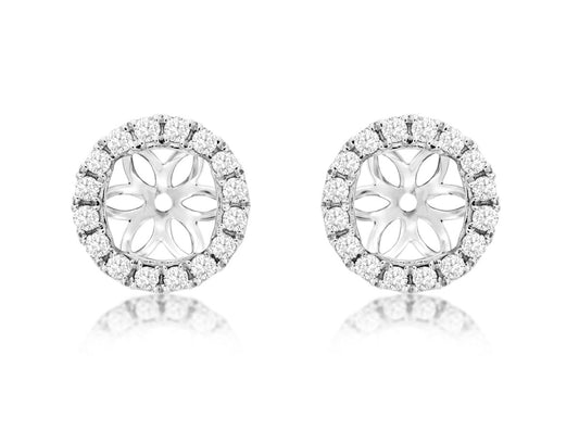 White Gold Diamond Halo Earrings Jackets