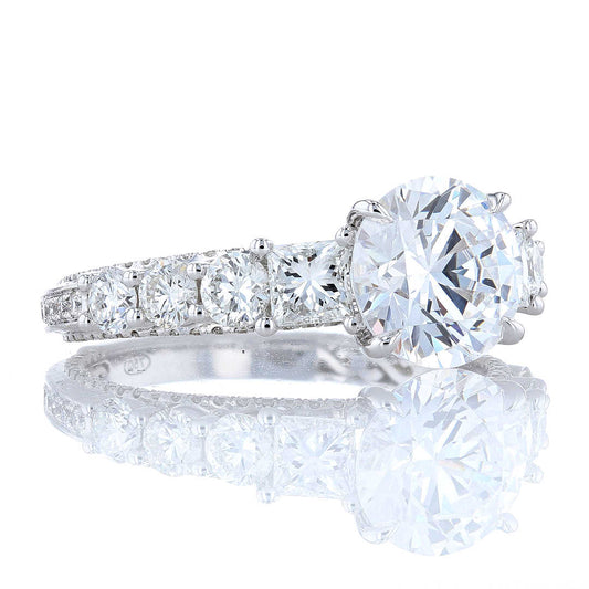 Princess Cut Diamond Side Stone Engagement Ring