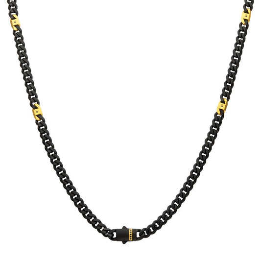 Black & Gold Steel Black Sapphire 22" Cuban Chain