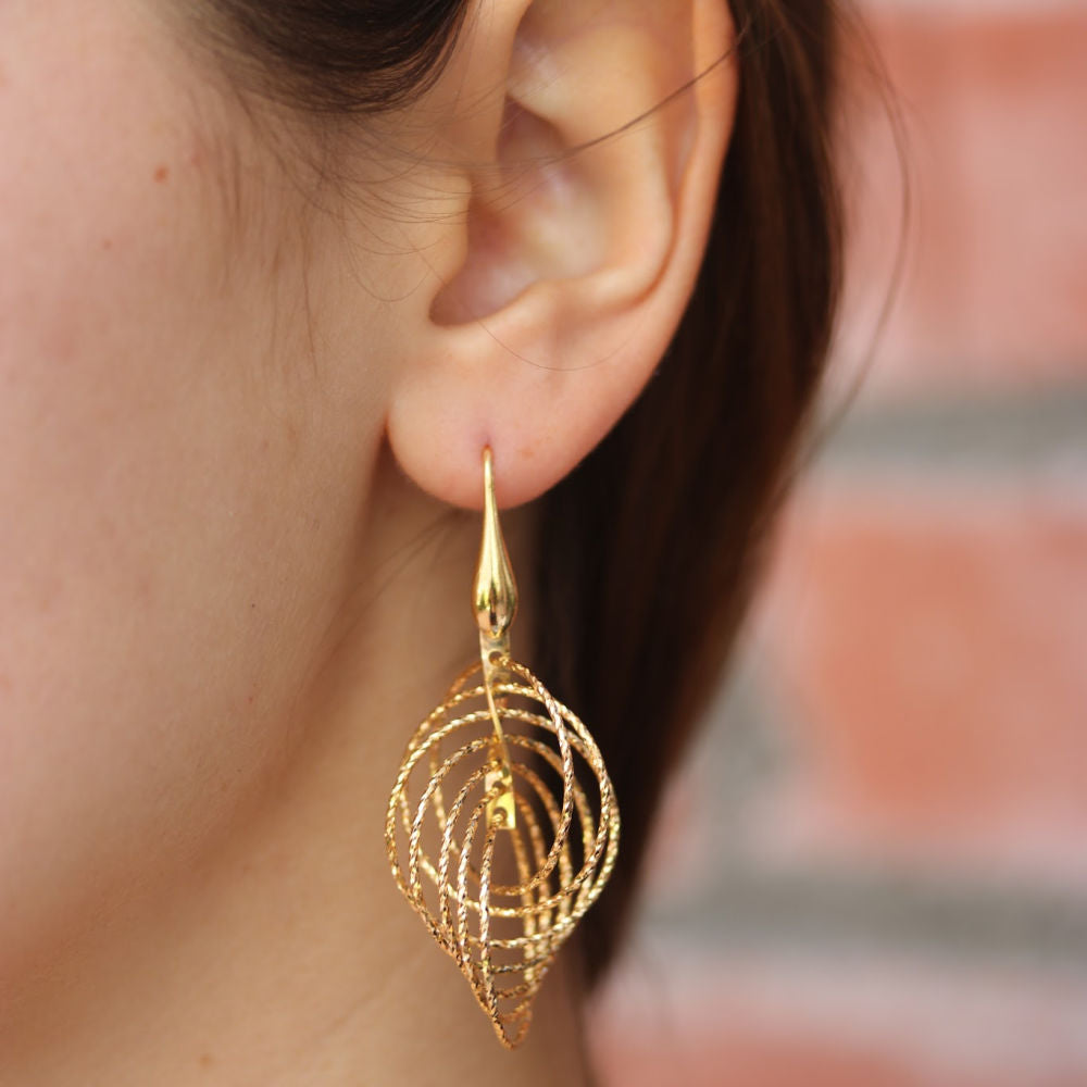 Yellow Gold Plated Circle Motion Earrings