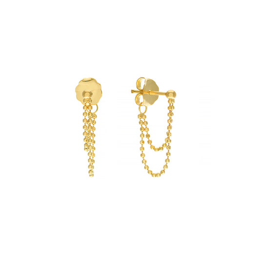 Yellow Gold Double Dangle Chain Earrings