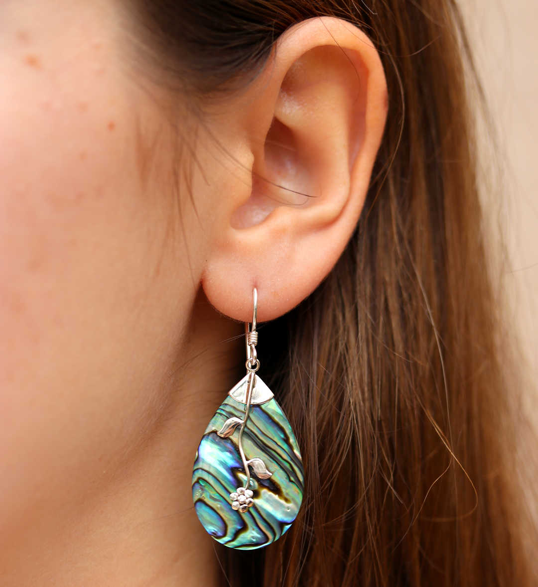Abalone Flower Dangle Earrings