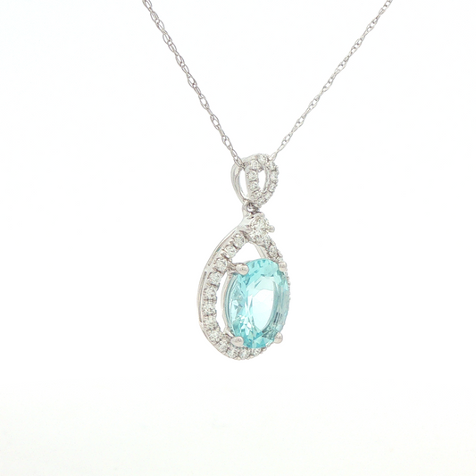 Aquamarine Diamond Halo Twist Pendant