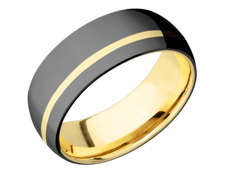 Zirconium Yellow Gold Offset Inlay Band