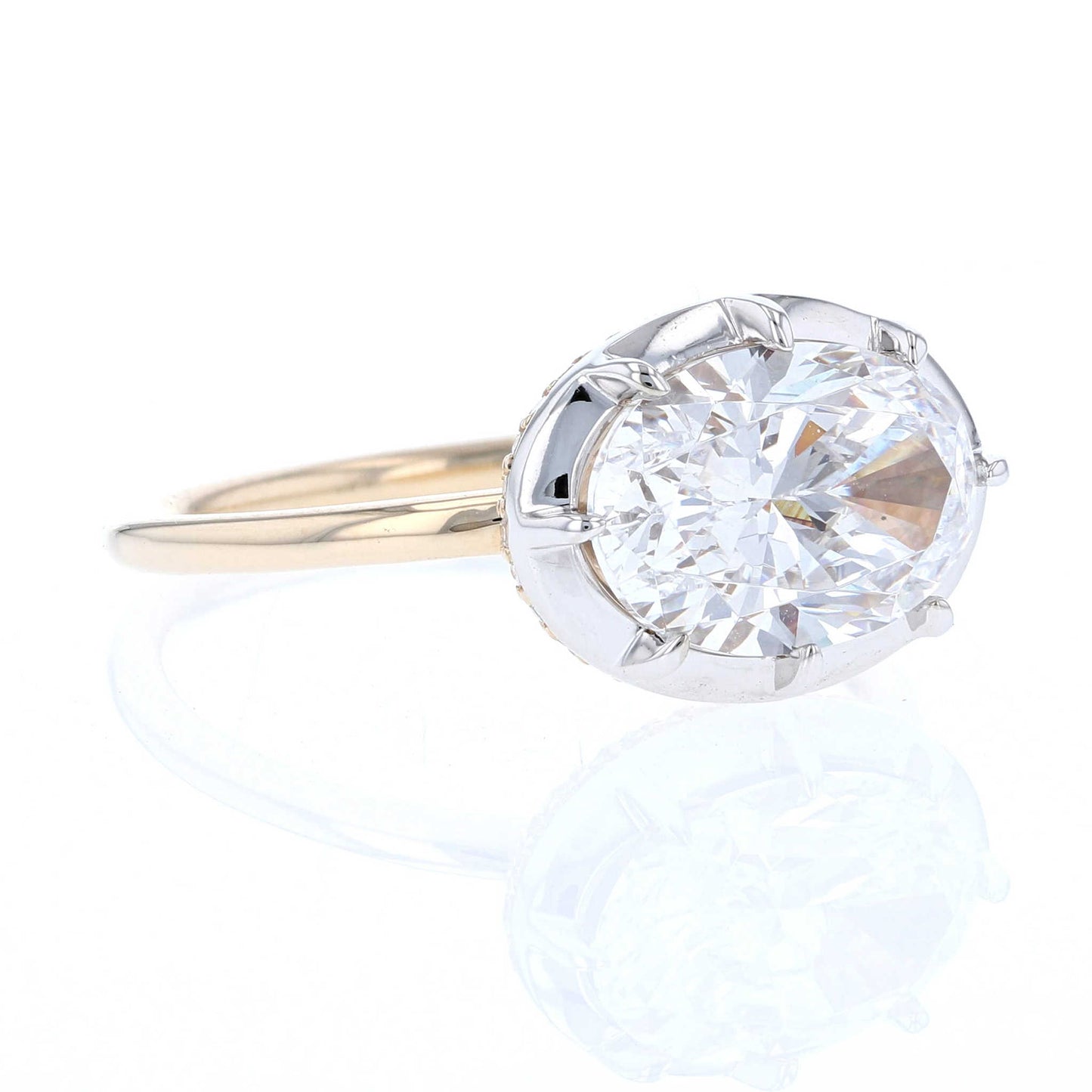 East West Collet Oval Engagement Ring