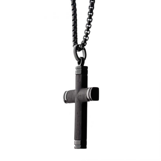 Stainless Steel Ebony Cross Necklace