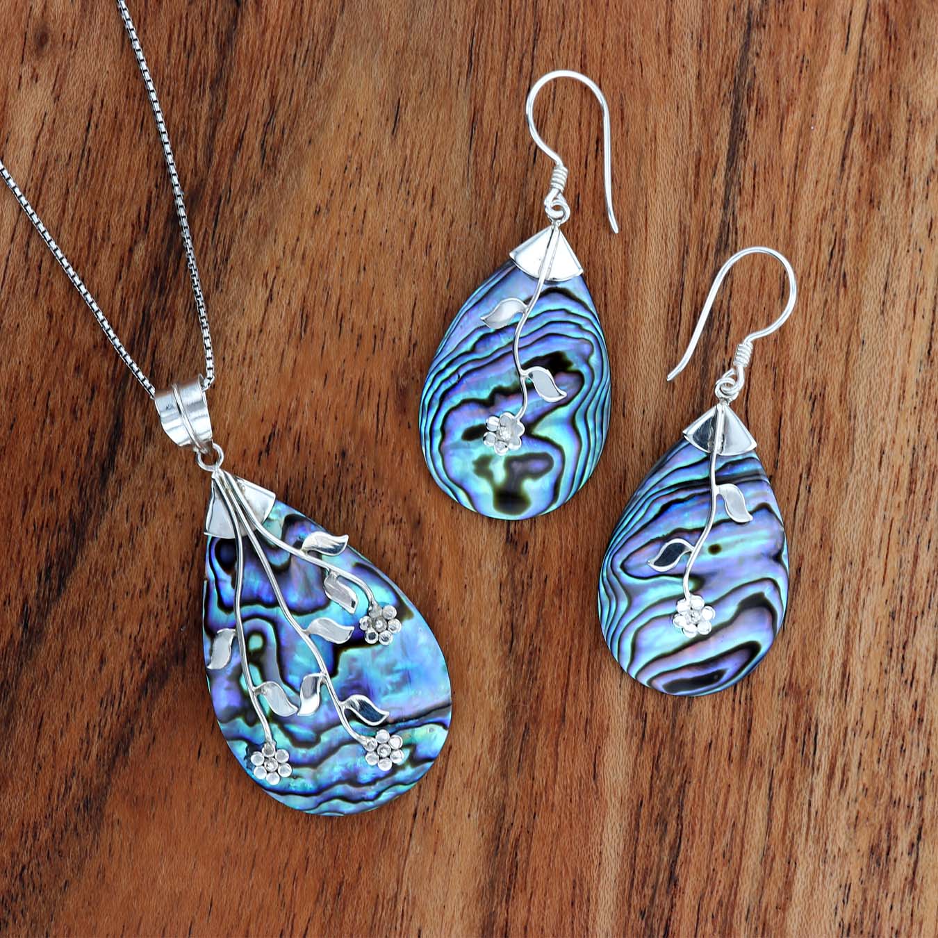 Abalone Flower Dangle Earrings