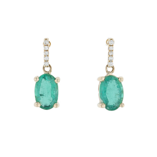 Emerald & Diamond Dangle Earrings