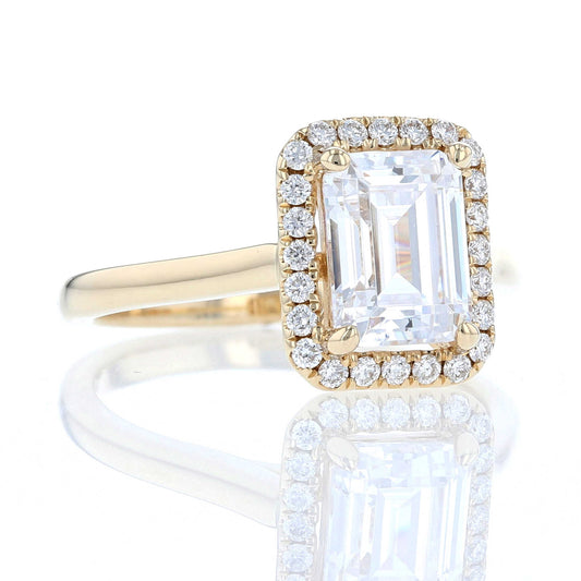 Emerald Cut Diamond Halo Engagement Ring