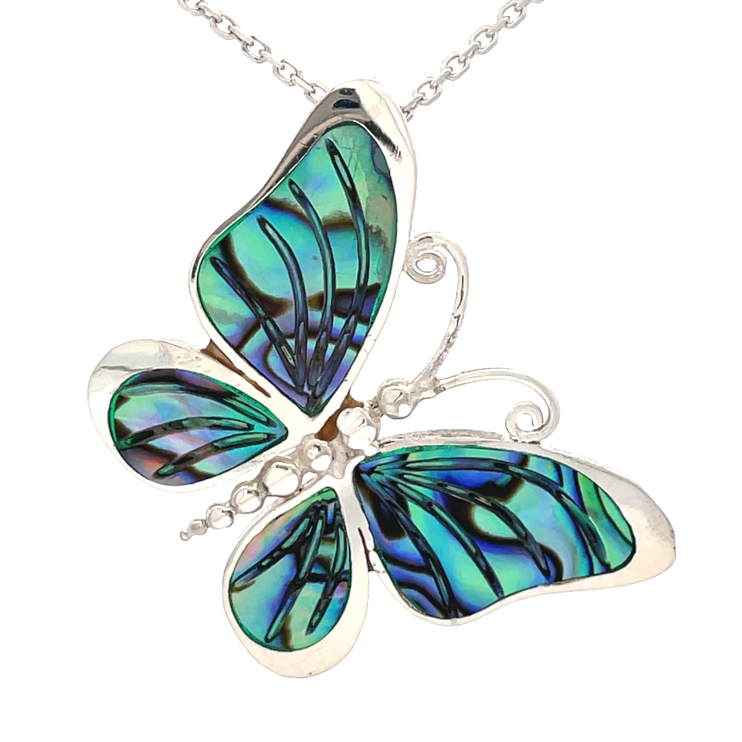 Sterling Silver Paua Shell Butterfly Necklace