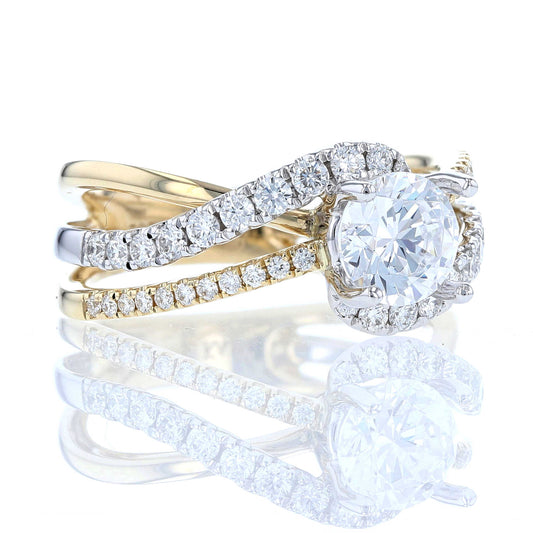 Two Tone Bypass Diamond Engagement Ring