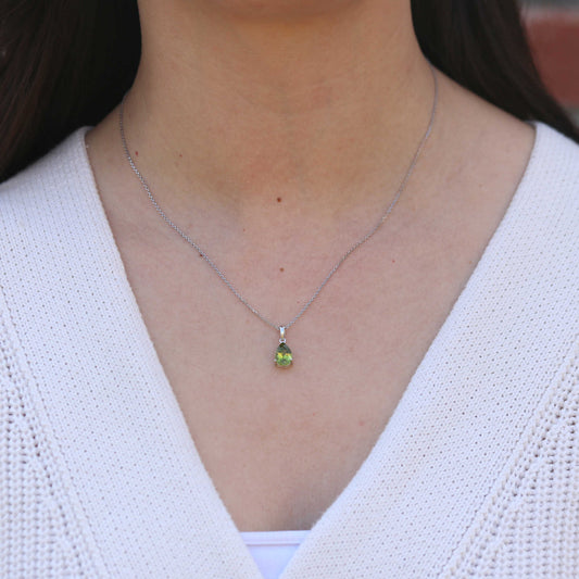 Solitaire Pear Peridot Pendant