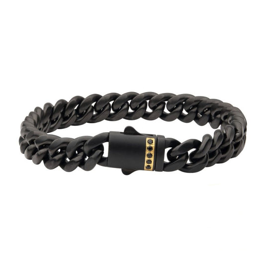 Black & Yellow Steel Black Sapphire Bracelet