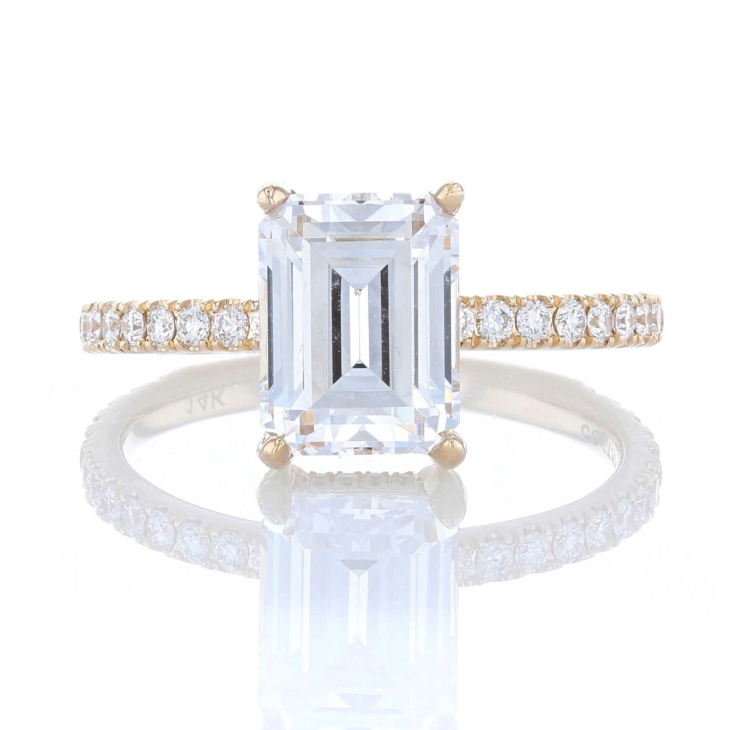 Hidden Halo Emerald Cut Diamond Engagement Ring