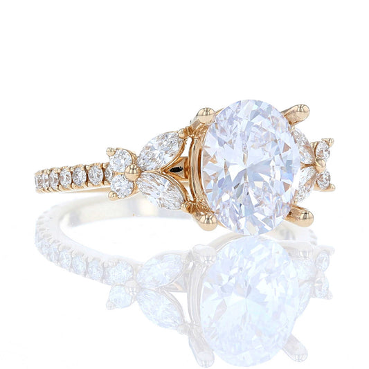 Oval Diamond Butterfly Engagement Ring