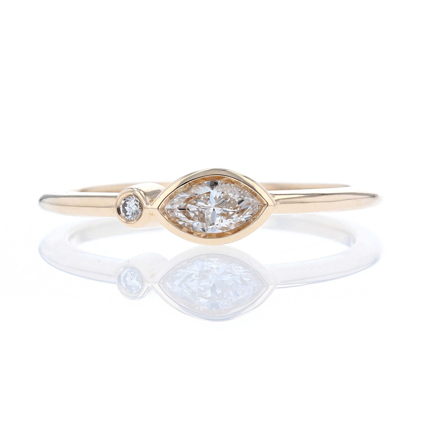 Asymmetric Marquise Bezel Diamond Ring