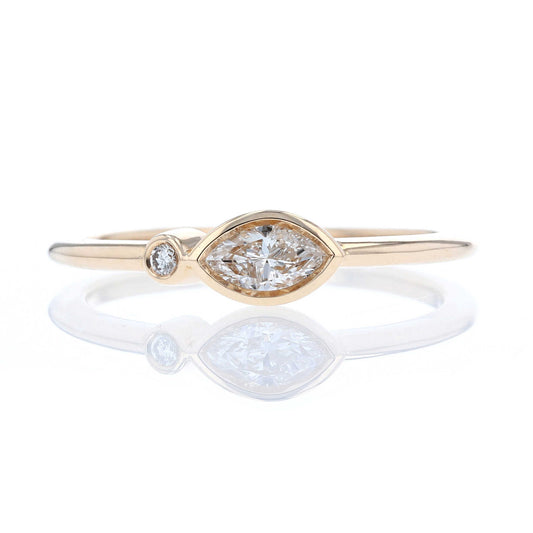 Asymmetric Marquise Bezel Diamond Ring