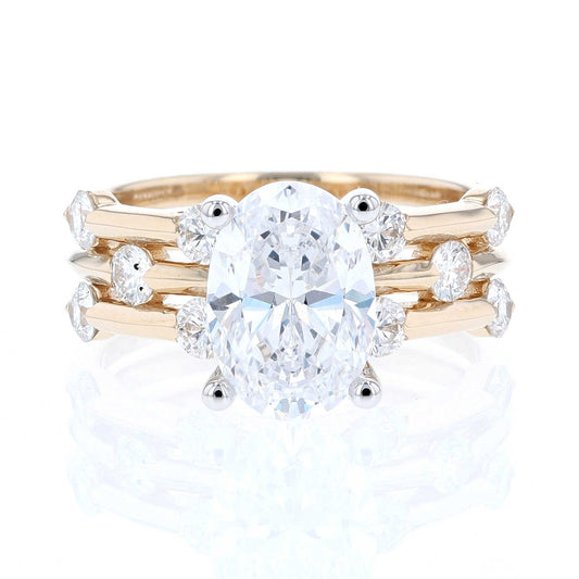 3 Row Oval Diamond Engagement Ring