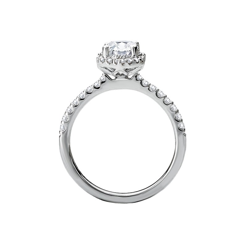 Pointed Oval Halo Diamond Engagement Ring