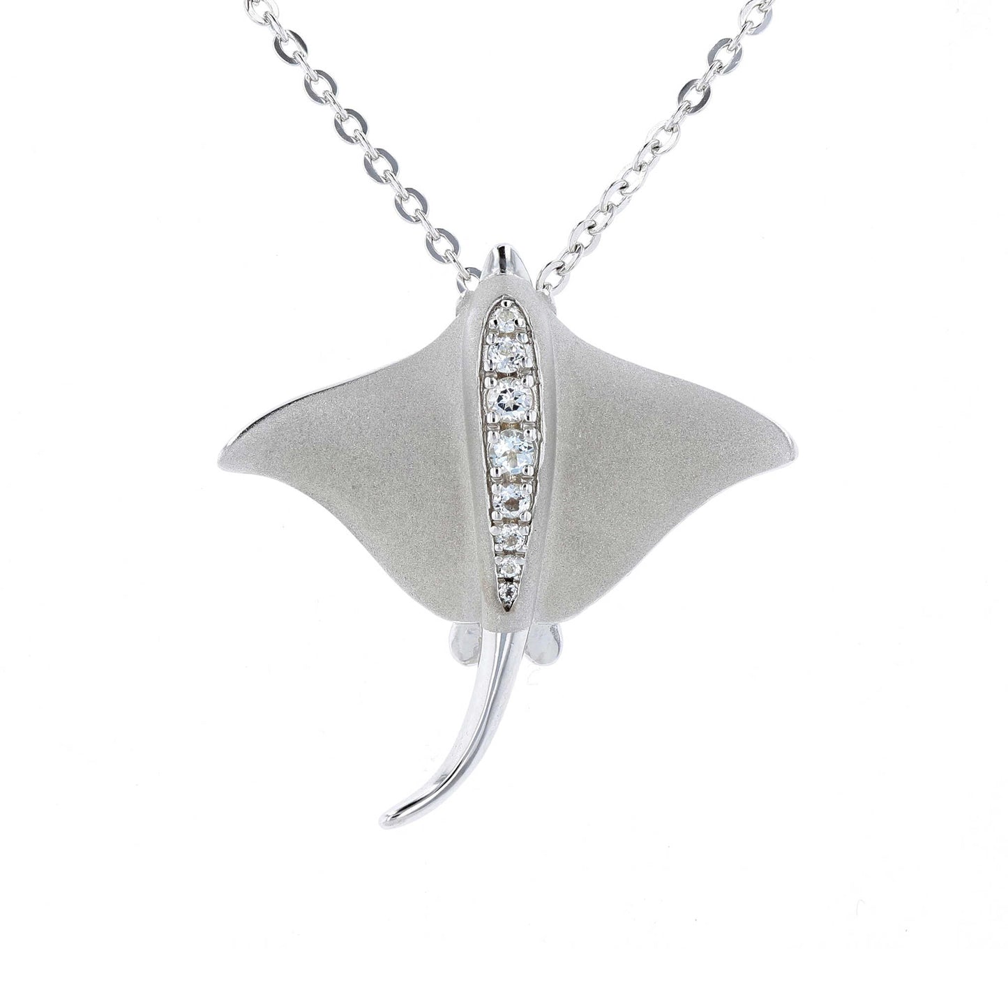 Silver White Topaz Sting Ray Necklace