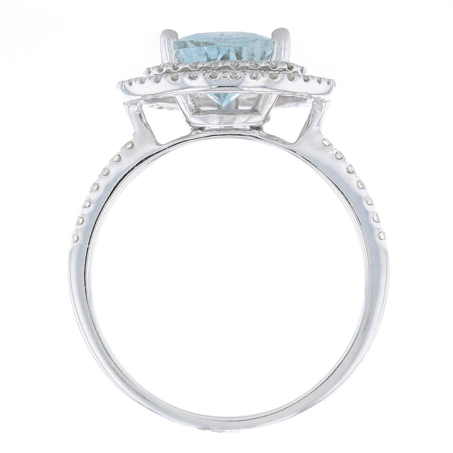 Aquamarine & Diamond Pear Double Halo Ring
