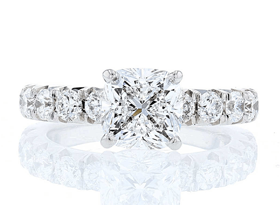 Square cushion-cut diamond engagement ring