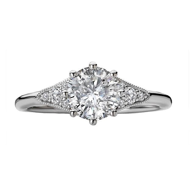 Tapered Milgrain Diamond Engagement Ring