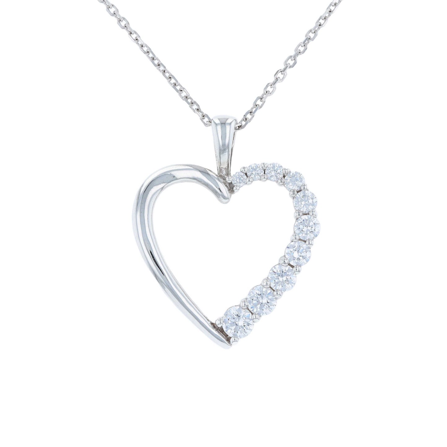 Silver Cubic Zirconia Heart Necklace