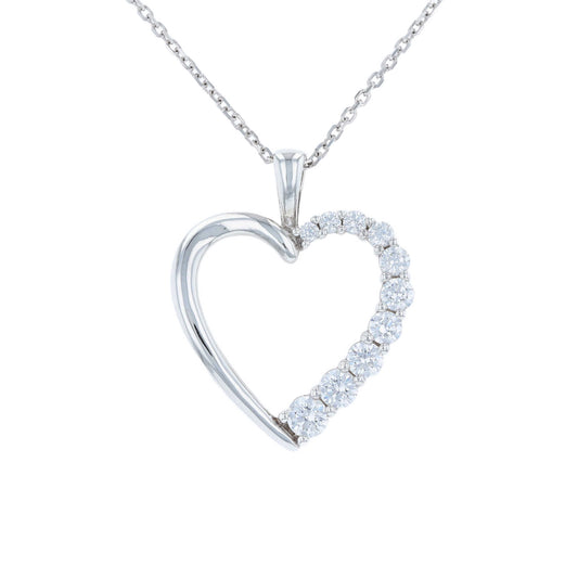 Silver Cubic Zirconia Heart Necklace