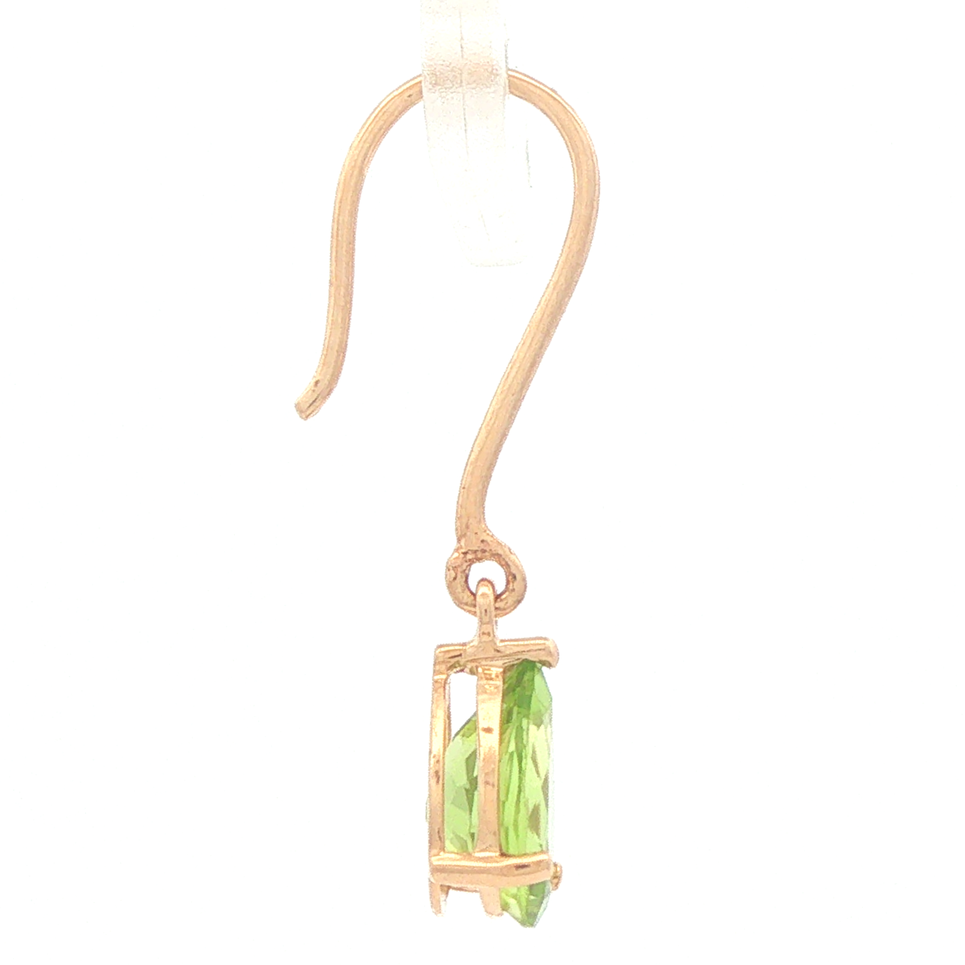 Yellow Gold Peridot Teardrop Dangle Earrings