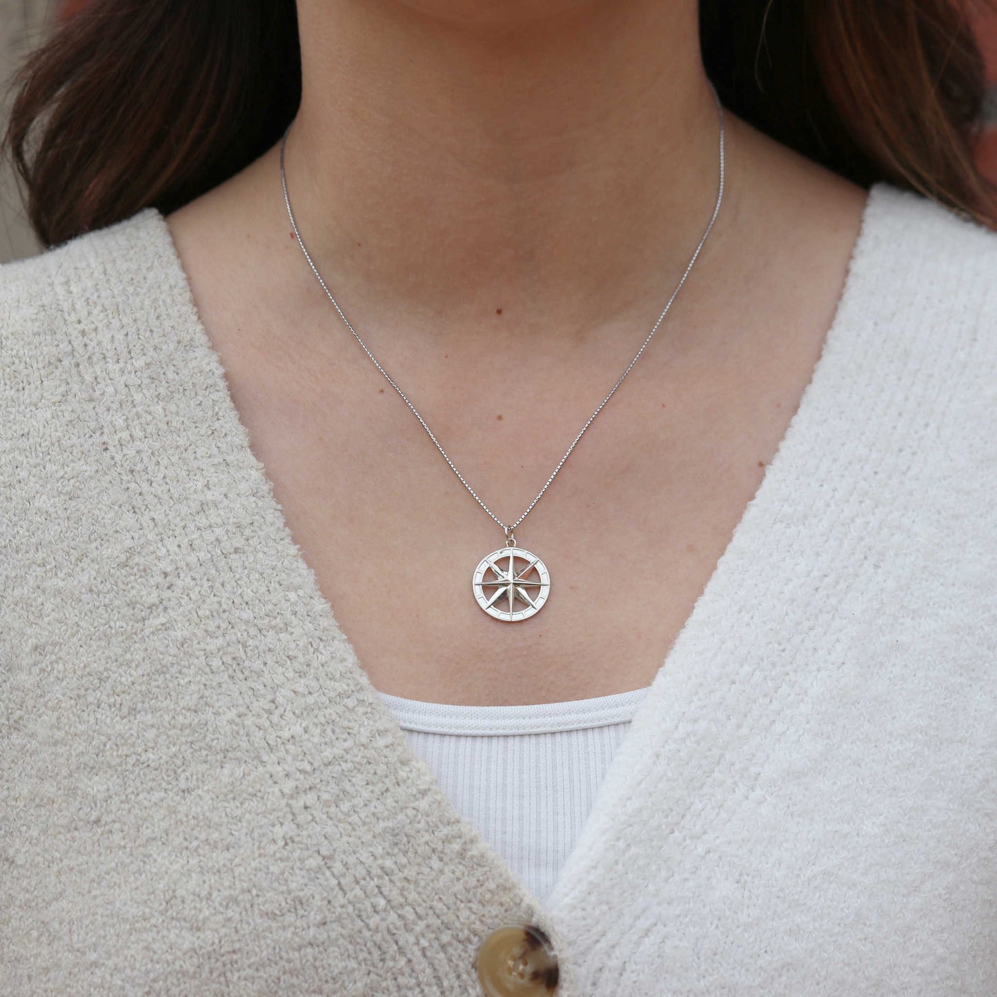 Silver Compass Rose Necklace