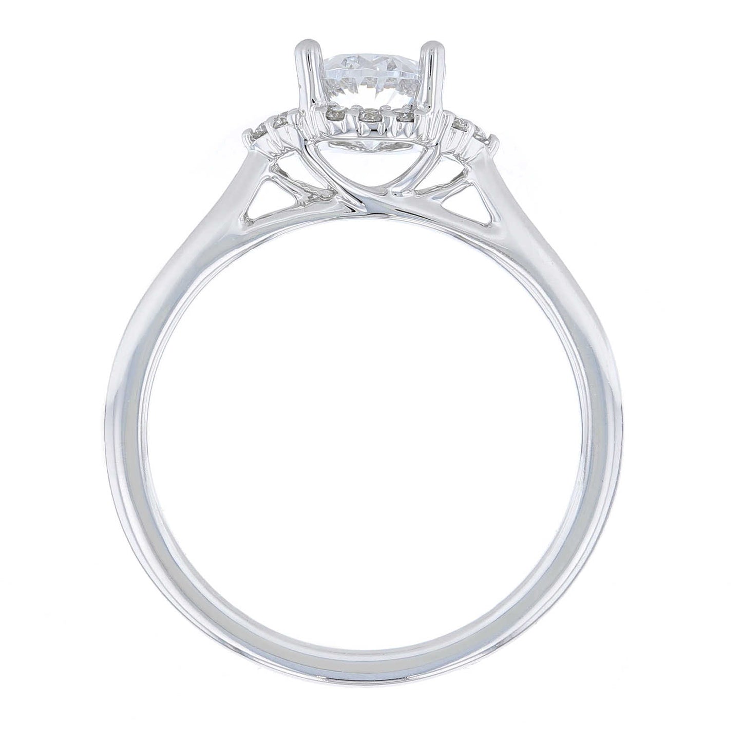Graduated Halo Oval Diamond Engagement Ring