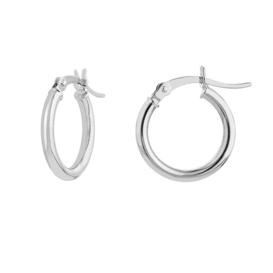 White Gold Medium Hoop Earrings