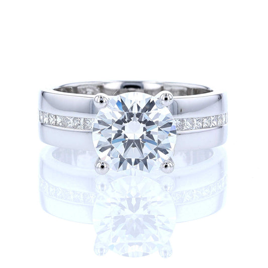 Wide Diamond Stripe Engagement Ring