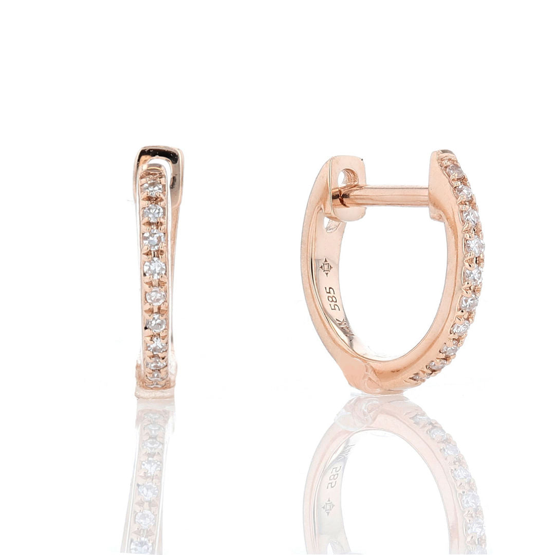 Rose Gold Diamond Huggie Earrings