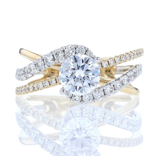 Two Tone Bypass Diamond Engagement Ring