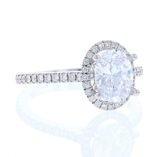 Oval Diamond Halo Engagement Ring