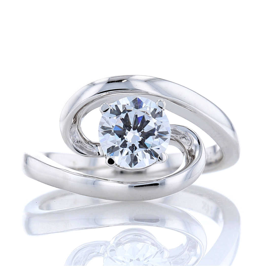 White Gold Swirl Engagement Ring