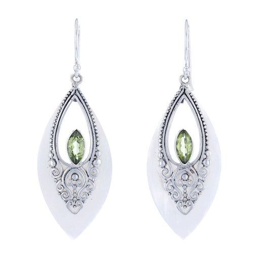 Mother of Pearl & Peridot Earrings