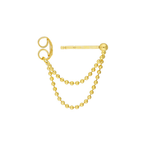 Yellow Gold Double Dangle Chain Earrings
