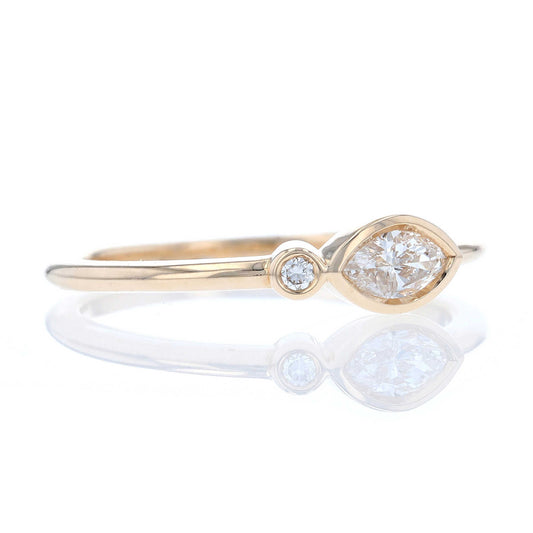 Asymmetric Marquise Bezel Diamond Ring