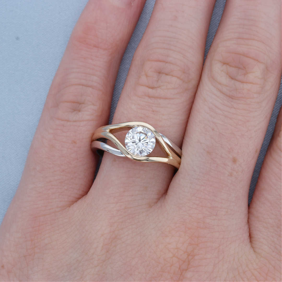 Organic Two Tone Freeform Engagement Ring