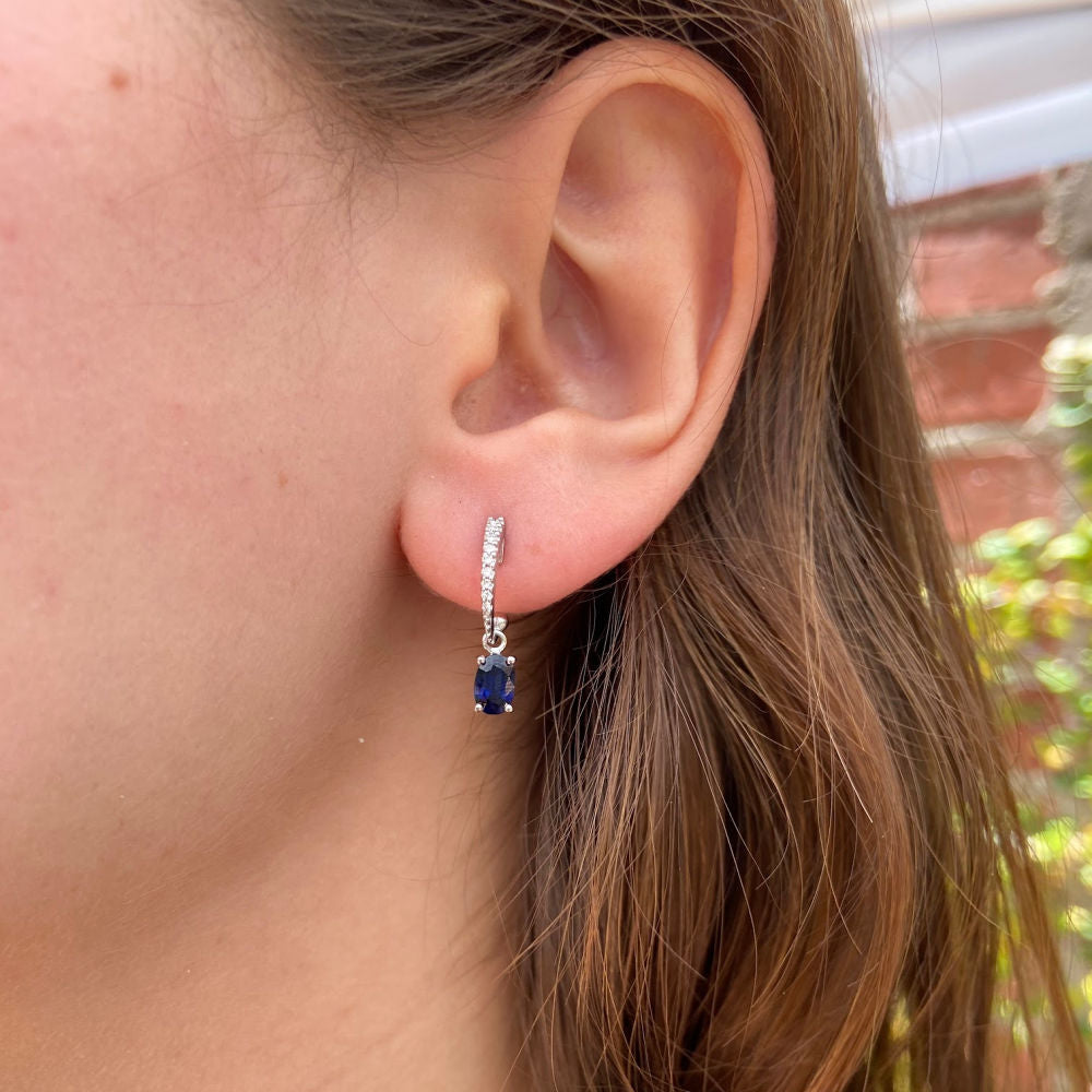 Sapphire Tapered Diamond Earrings