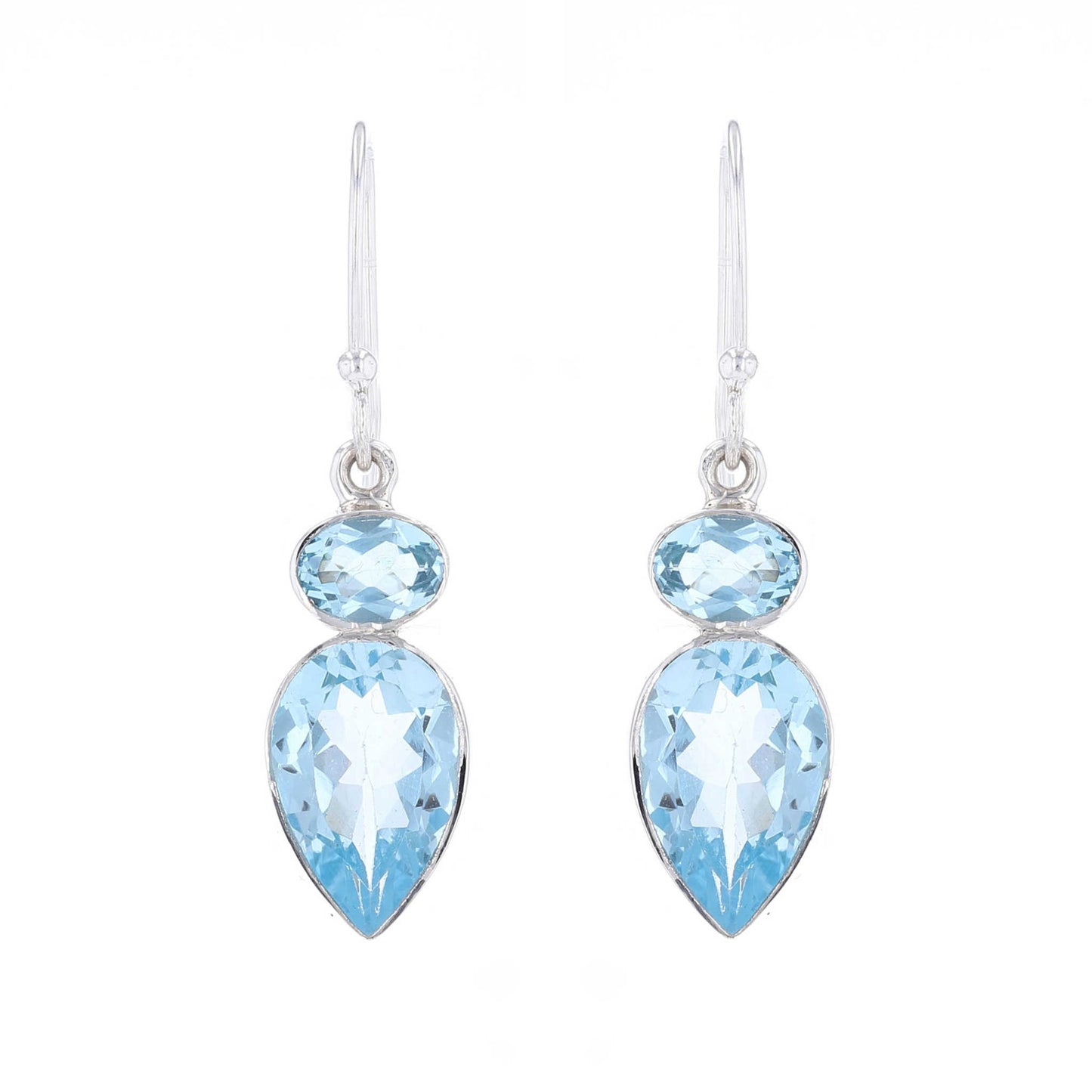 Sterling Silver Blue Topaz Bezel Earrings