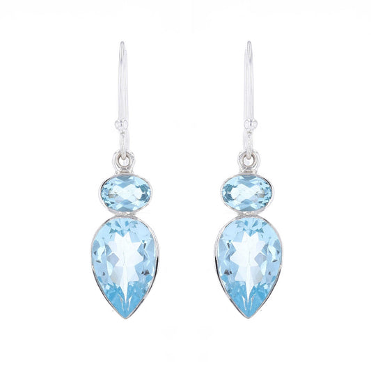 Sterling Silver Blue Topaz Bezel Earrings