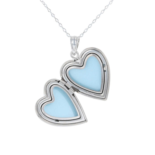 Sterling Silver Reversible CZ Heart Locket