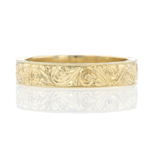 Yellow Gold Hand Engraved Luminesque Band