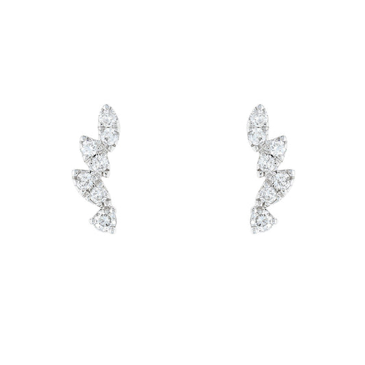 White Gold Diamond Climber Earrings