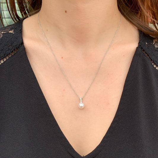 Pearl Diamond Line Pendant