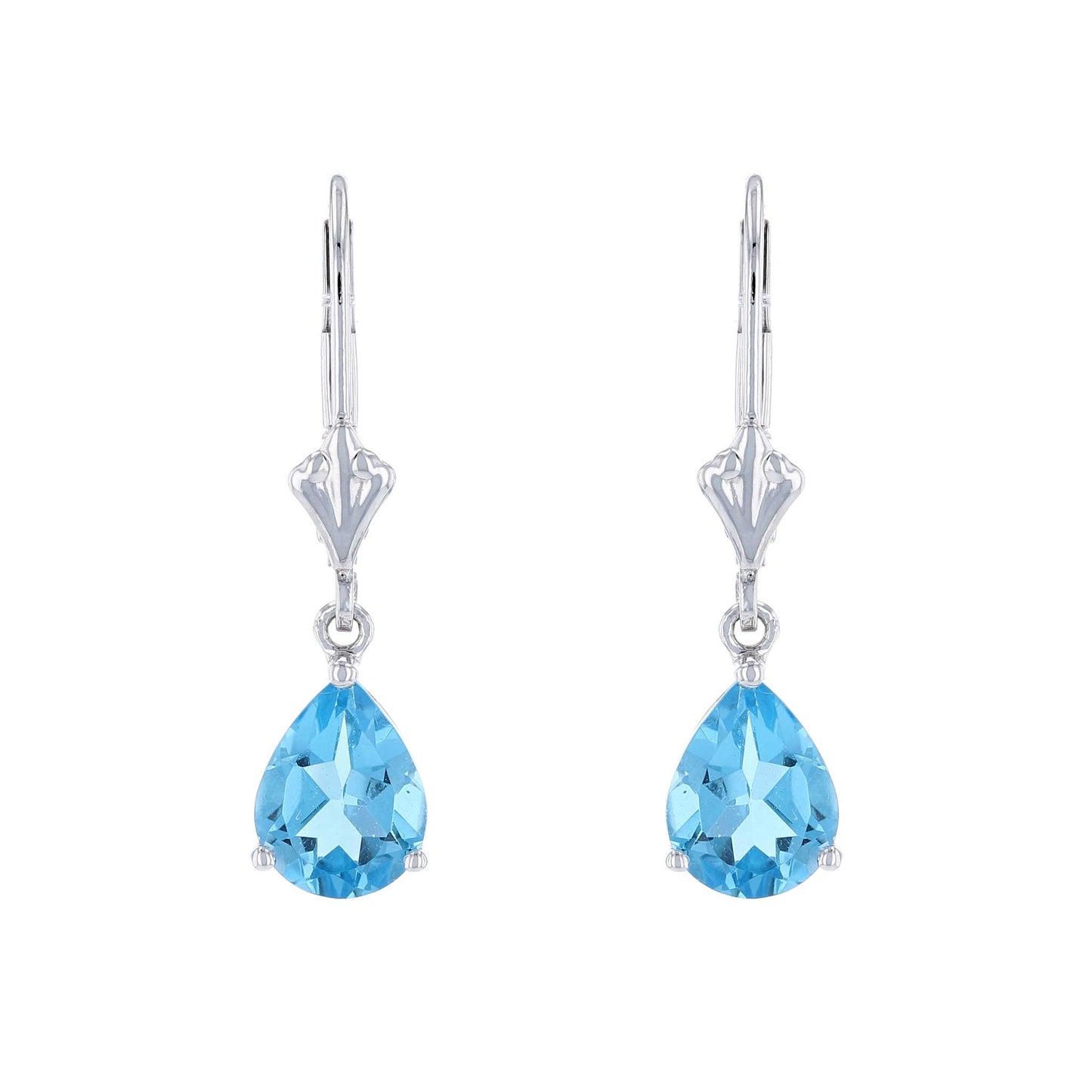 Pear Blue Topaz Dangle Earrings